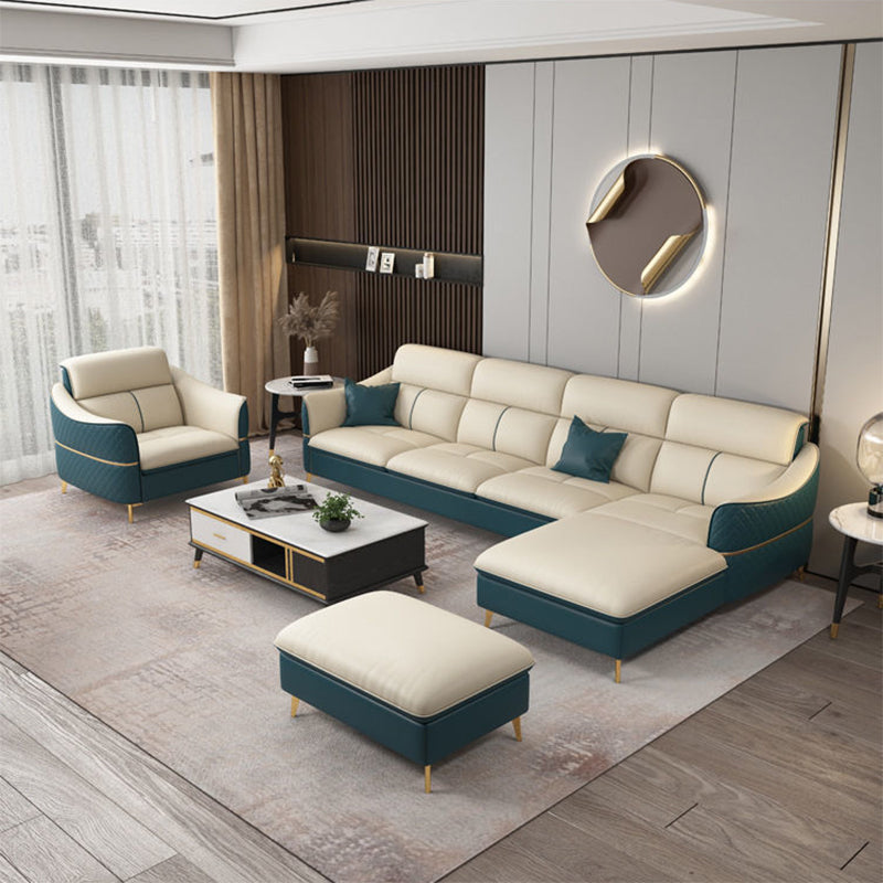 Glam Style Sofa Bed with Padded Leather and White Upholstery Sofa