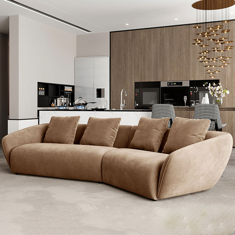 Nordic Wooden 3 Seater Sofa Chaise Dark Brown Sloped Arm Sofa