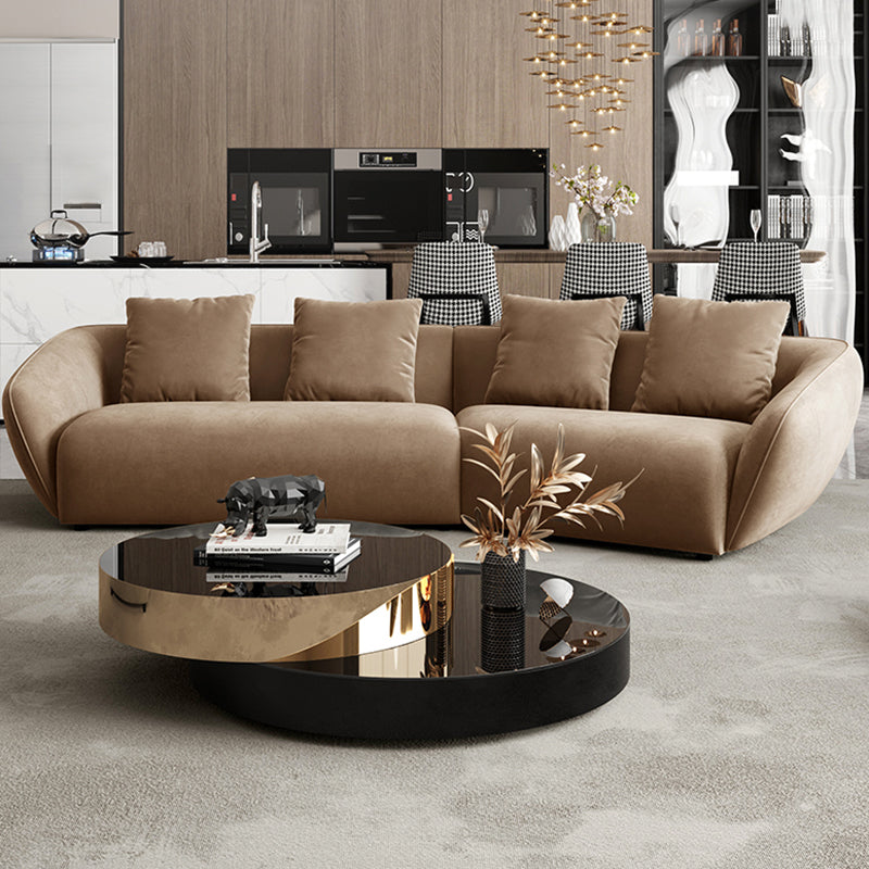 Nordic Wooden 3 Seater Sofa Chaise Dark Brown Sloped Arm Sofa
