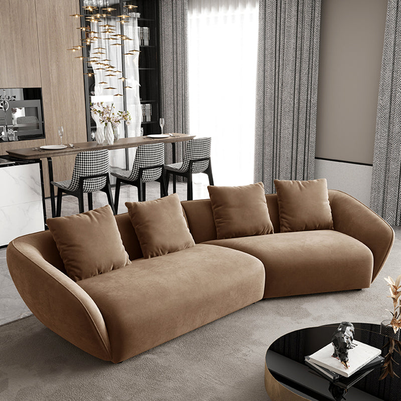Nordic Wooden 3 Seater Sofa Chaise Dark Brown Sloped Arm Sofa