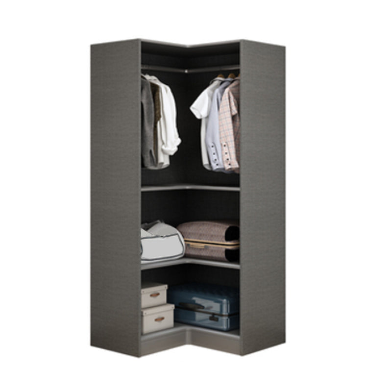 Contemporary Style Wardrobe Gray Wood Wardrobe Closet with Shelves