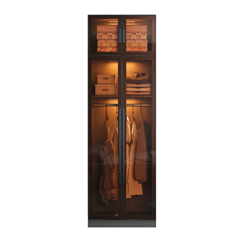 Contemporary Style Wardrobe Gray Wood Wardrobe Closet with Shelves