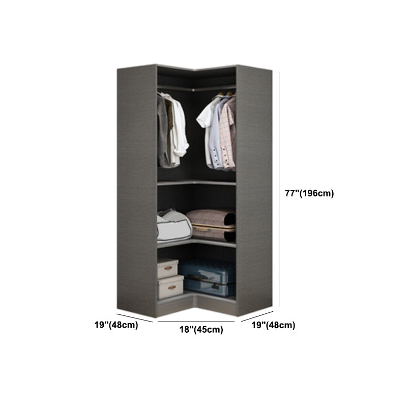 Contemporary Style Wardrobe Gray Wood Wardrobe Closet with Shelves