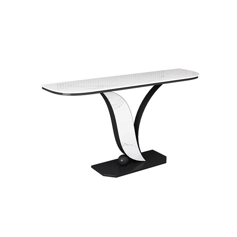 Glam Metal Half Moon Sofa Console Table Scratch Resistant Pedestal White Console Table