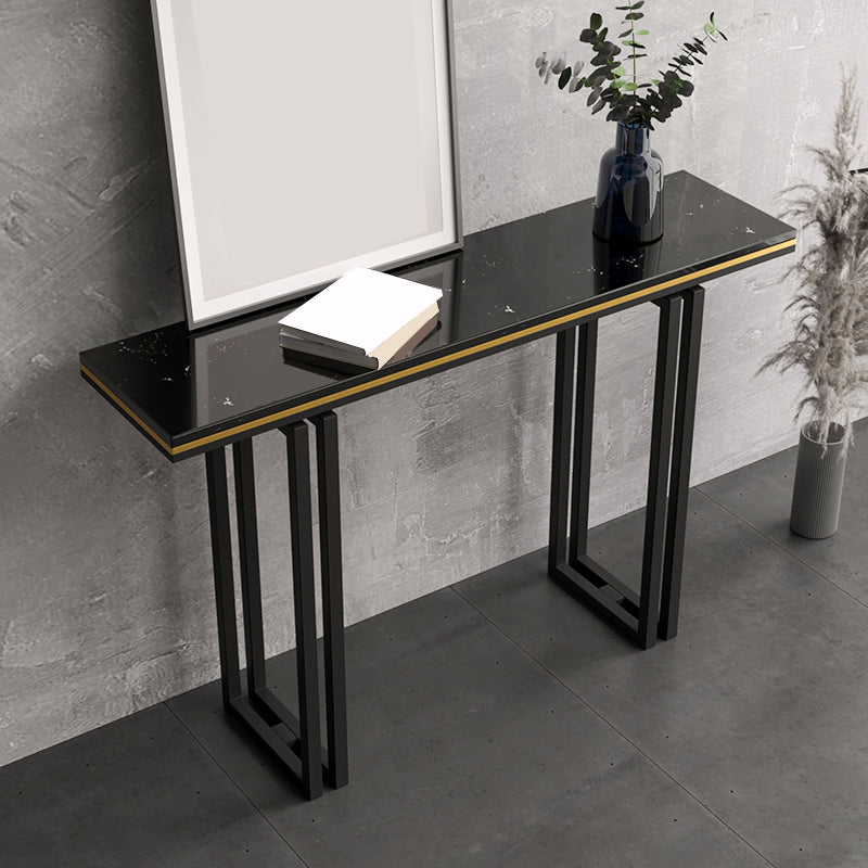 Contemporary Marble 4 Legs Console Table Rectangle Scratch Resistant Sofa Table