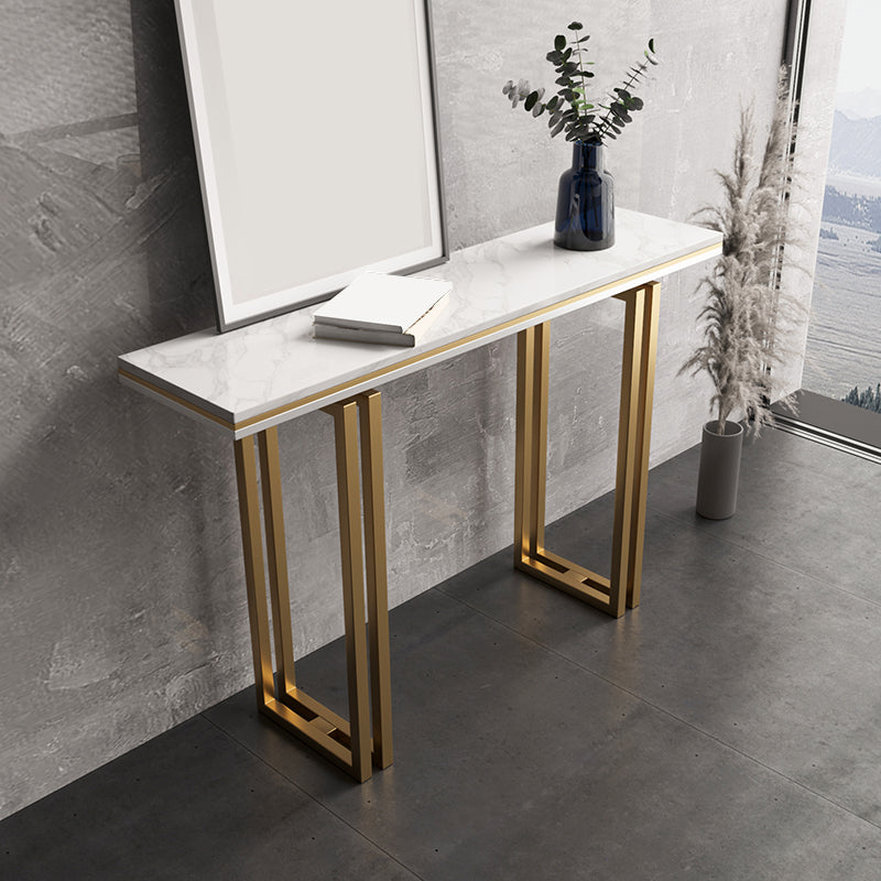 Contemporary Marble 4 Legs Console Table Rectangle Scratch Resistant Sofa Table