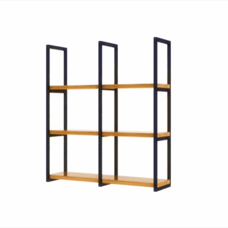 Industrial Wooden Storage Bookshelf Wall Mounted Bookcase with Rectangle Shelves