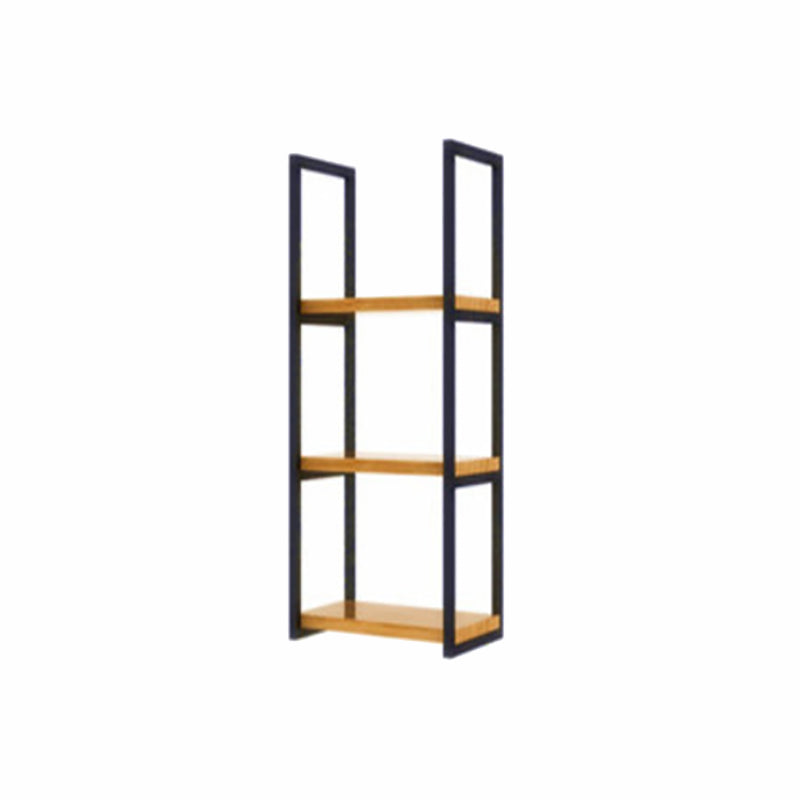 Industrial Wooden Storage Bookshelf Wall Mounted Bookcase with Rectangle Shelves