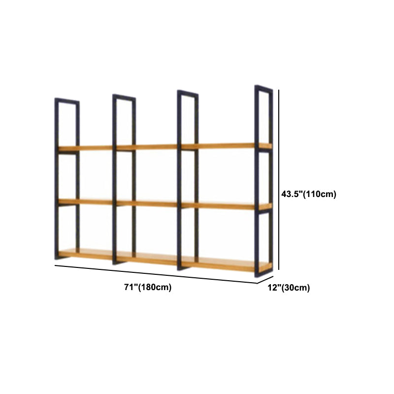 Industrial Wooden Storage Bookshelf Wall Mounted Bookcase with Rectangle Shelves