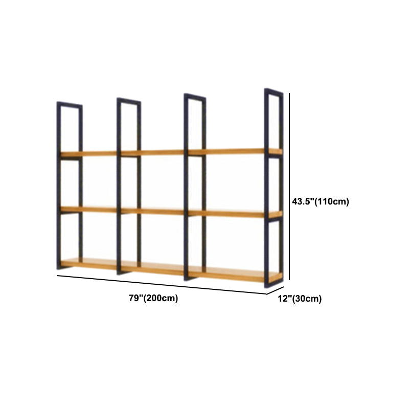 Industrial Wooden Storage Bookshelf Wall Mounted Bookcase with Rectangle Shelves