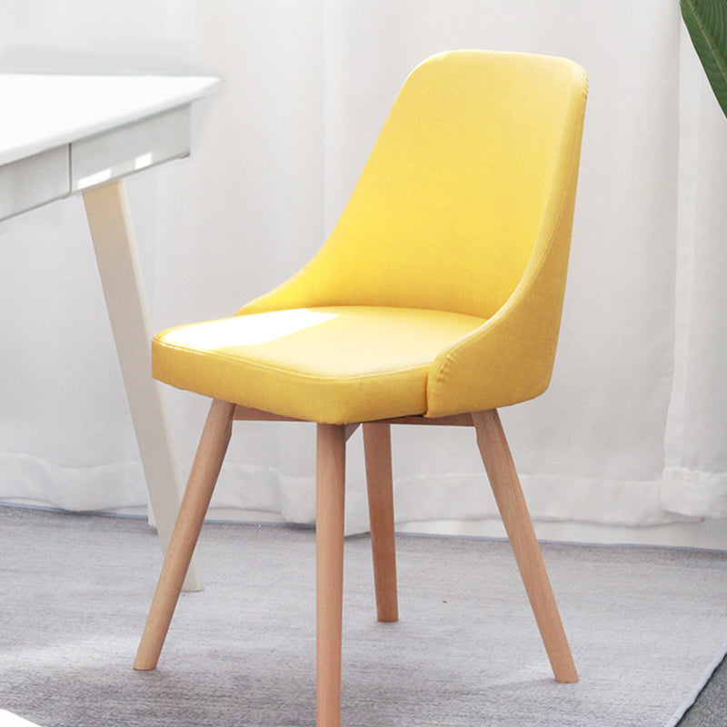 Cotton Blend /PU Upholstered Accent Chair Solid Wood Chair with 4 Legs