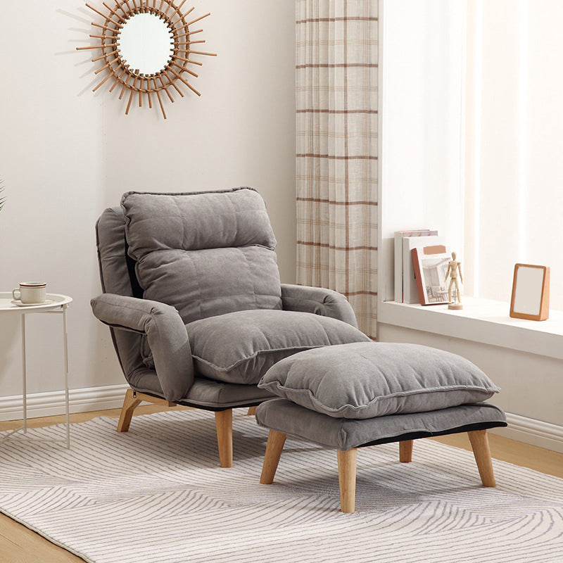 Velvet Convertible Chair with Sewn Pillow Back Arm Chair for Apartment