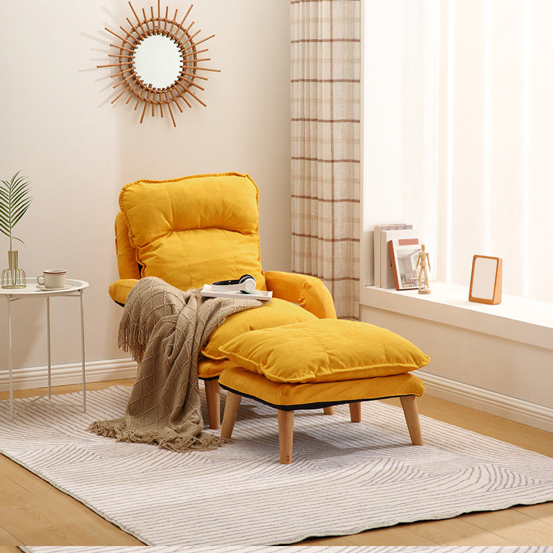 Velvet Convertible Chair with Sewn Pillow Back Arm Chair for Apartment