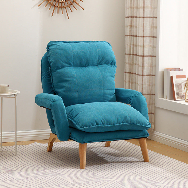 Velvet Convertible Chair with Sewn Pillow Back Arm Chair for Apartment