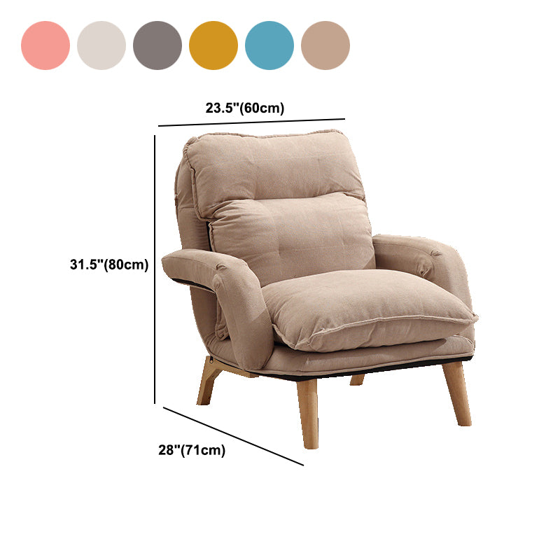 Velvet Convertible Chair with Sewn Pillow Back Arm Chair for Apartment