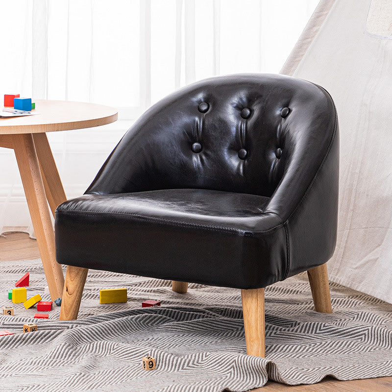 Buttoned Armchair with Basic Four Legs and Sloped Arms Chair