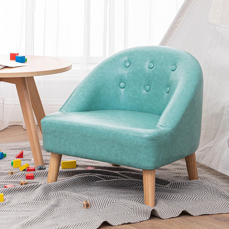 Buttoned Armchair with Basic Four Legs and Sloped Arms Chair