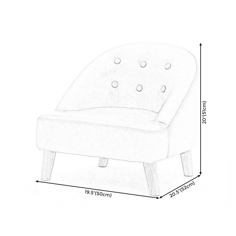 Buttoned Armchair with Basic Four Legs and Sloped Arms Chair
