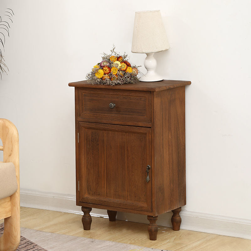 Industrial Accent Cabinet with 1 Door Turned Legs Storage Cabinet with Drawers