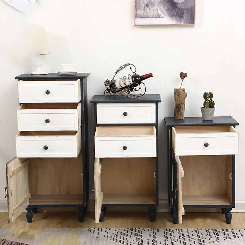 Industrial Accent Cabinet with 1 Door Turned Legs Storage Cabinet with Drawers