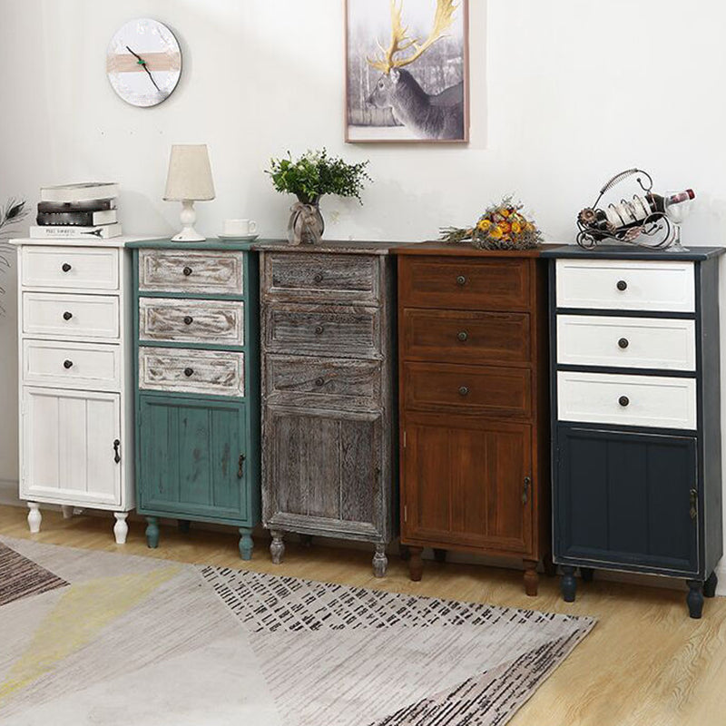 Industrial Accent Cabinet with 1 Door Turned Legs Storage Cabinet with Drawers