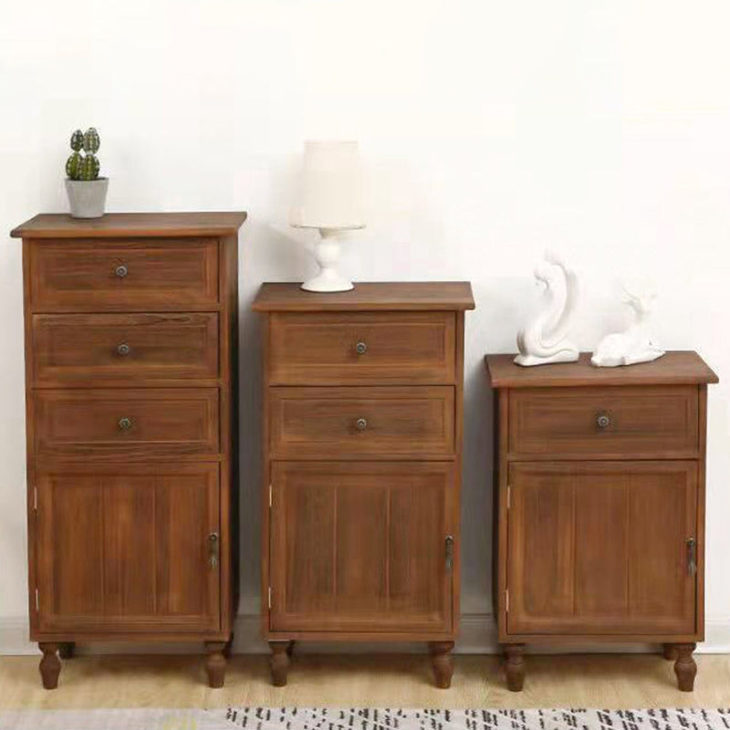 Industrial Accent Cabinet with 1 Door Turned Legs Storage Cabinet with Drawers
