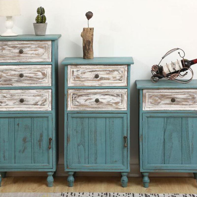 Industrial Accent Cabinet with 1 Door Turned Legs Storage Cabinet with Drawers