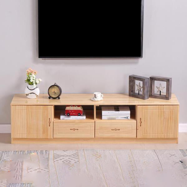 Scandinavian Pine Wood TV Media Stand Natural Wood Media Console with Drawers