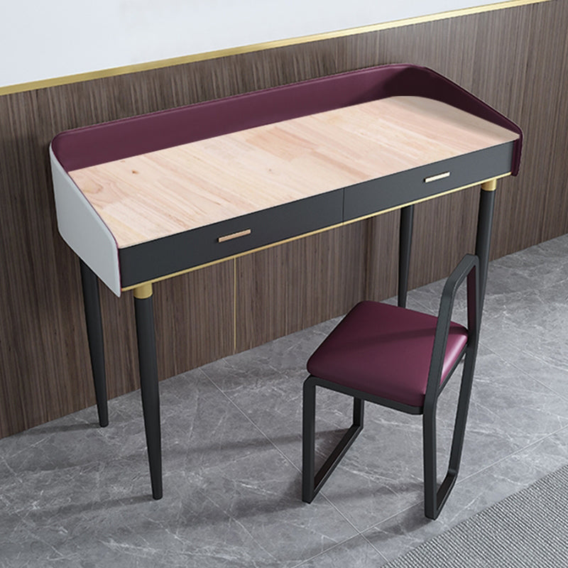 Solid Wood Vanity Luxurious Stone Top Dressing Table in Purple