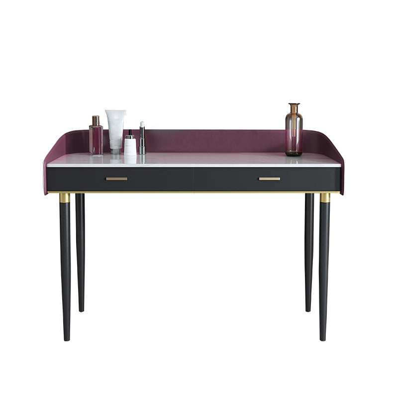 Solid Wood Vanity Luxurious Stone Top Dressing Table in Purple
