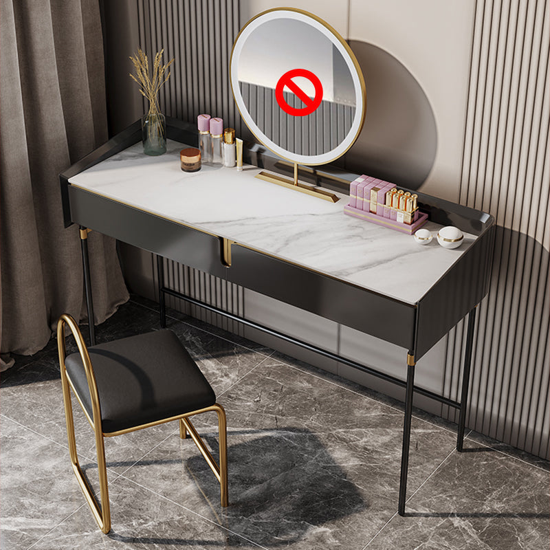 Modern Black Vanity Makeup Stone Top Dressing Table with Storage
