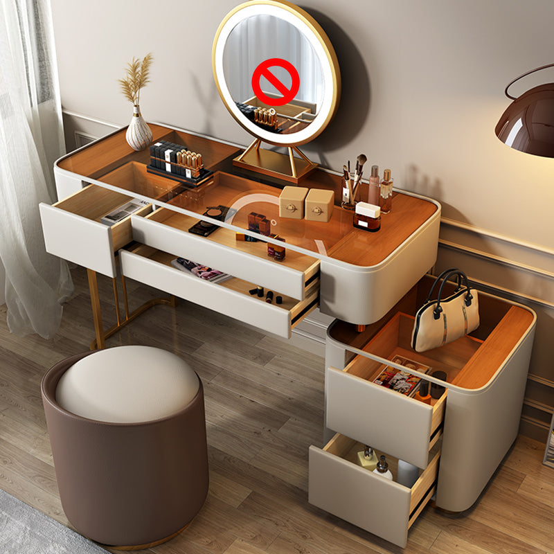 Contemporary Wooden Dressing Table 5-Drawers Makeup Vanity Desk