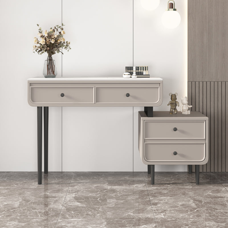 2/4-Drawers Solid Wood Dressing Table Stone Top Bedroom Make-up Vanity