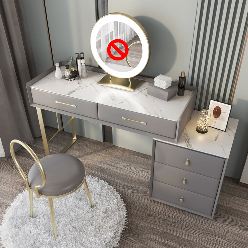 Contemporary Pine Makeup Vanity Desk 5-Drawers Vanity Makeup Table Set