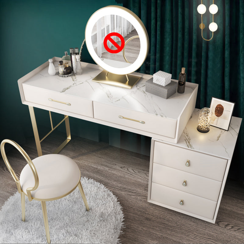 Contemporary Pine Makeup Vanity Desk 5-Drawers Vanity Makeup Table Set