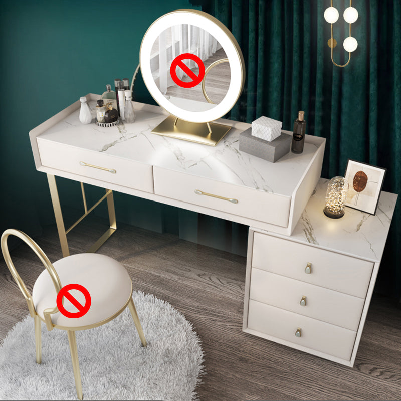 Contemporary Pine Makeup Vanity Desk 5-Drawers Vanity Makeup Table Set
