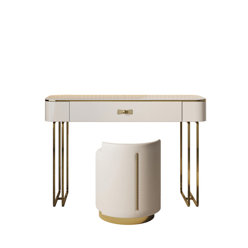 Glam Cream Makeup Vanity Table Dresser With Storage Drawers for Bedroom
