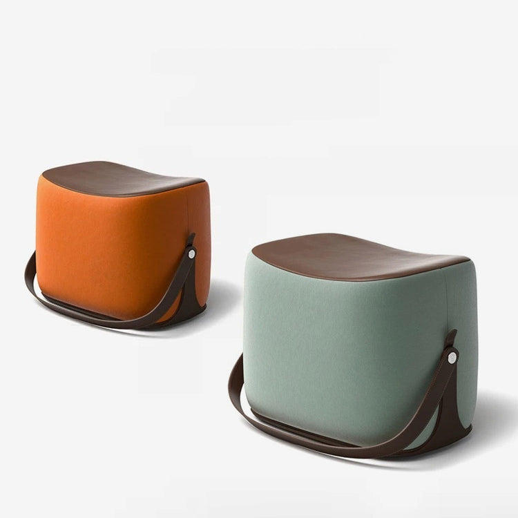 Modern PU Leather Sherpa Pouf Contrast Color Specialty Fade Resistant Ottoman Footrest