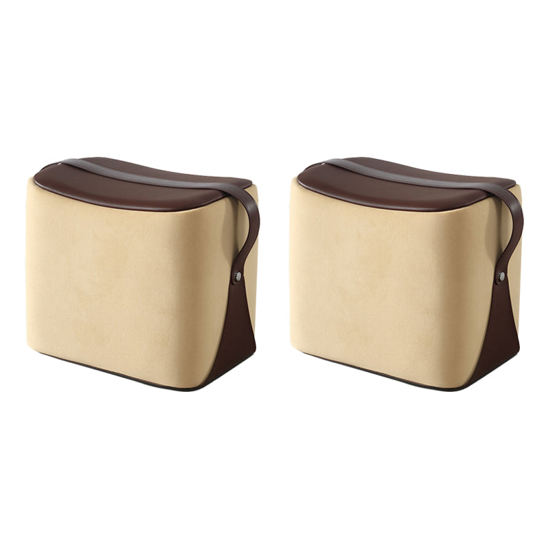 Modern PU Leather Sherpa Pouf Contrast Color Specialty Fade Resistant Ottoman Footrest