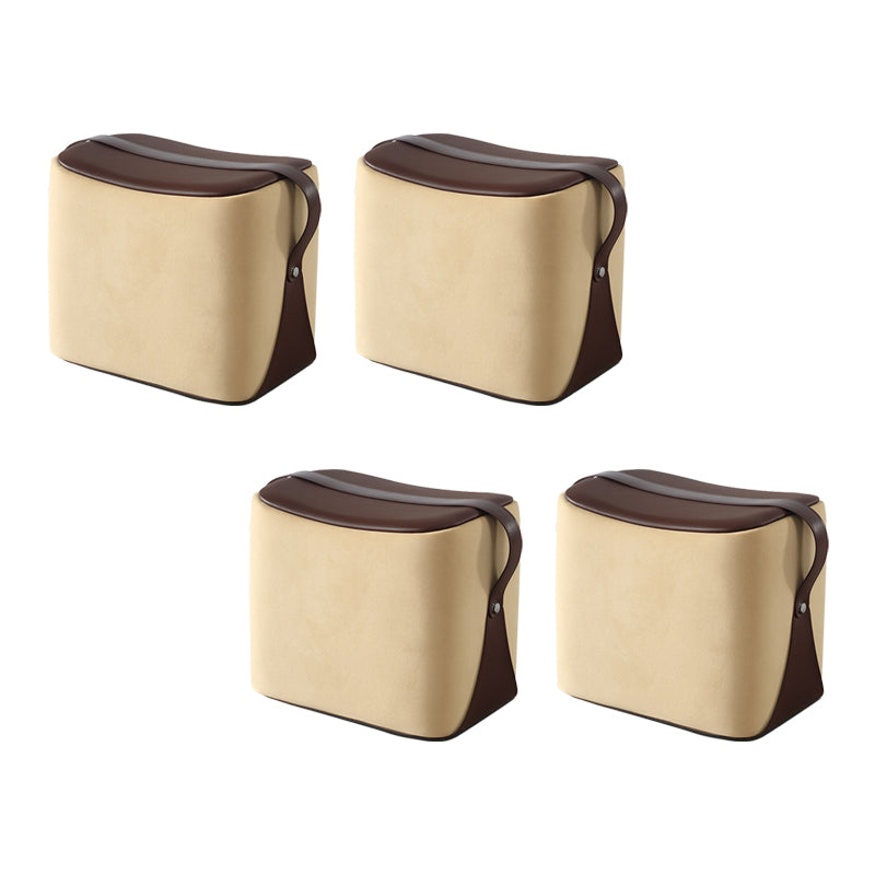 Modern PU Leather Sherpa Pouf Contrast Color Specialty Fade Resistant Ottoman Footrest