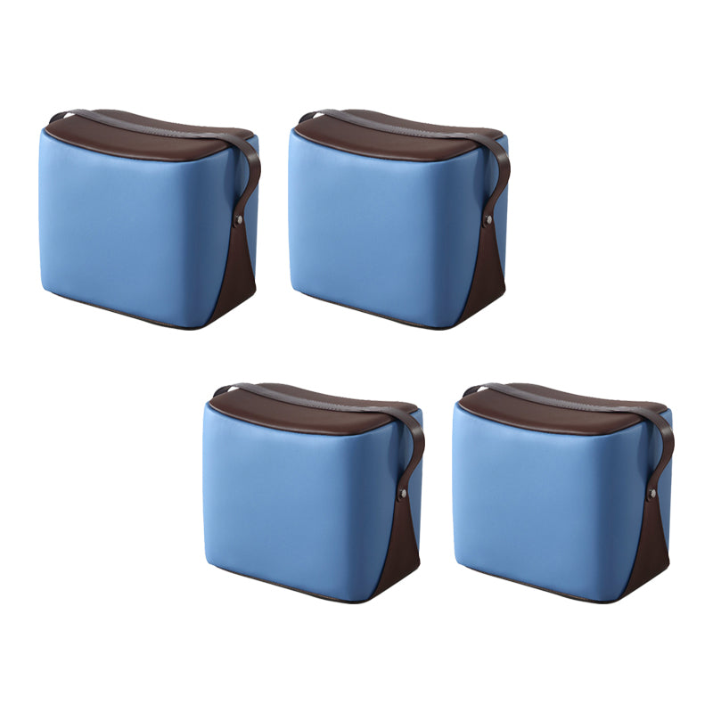 Modern PU Leather Sherpa Pouf Contrast Color Specialty Fade Resistant Ottoman Footrest