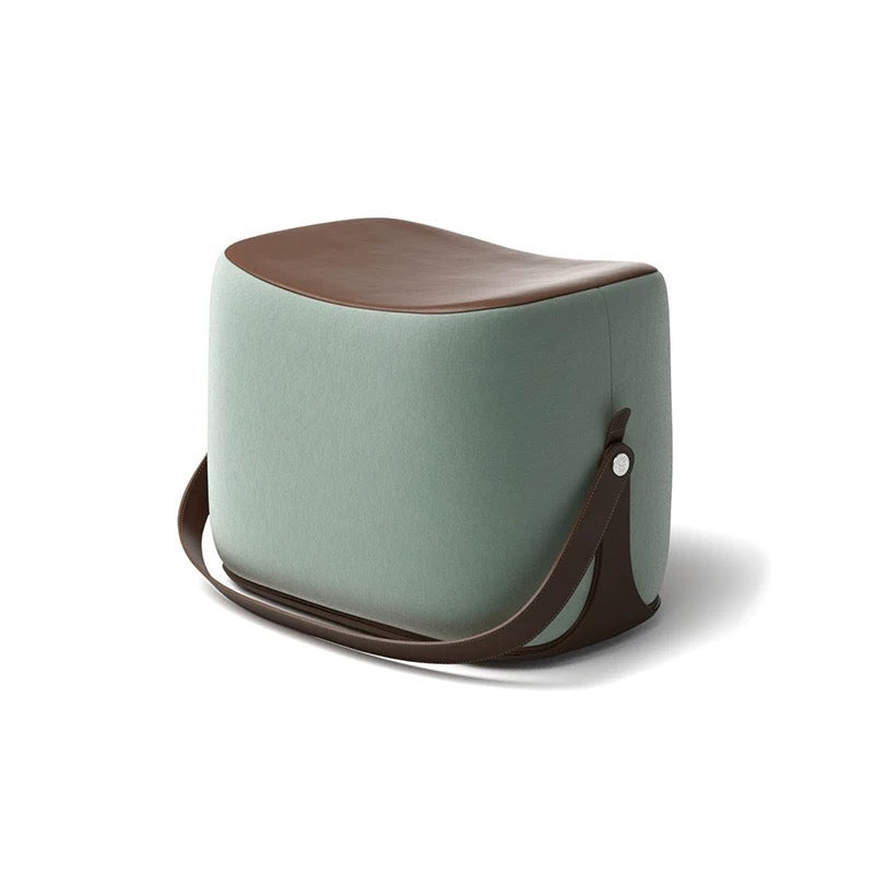 Modern PU Leather Sherpa Pouf Contrast Color Specialty Fade Resistant Ottoman Footrest