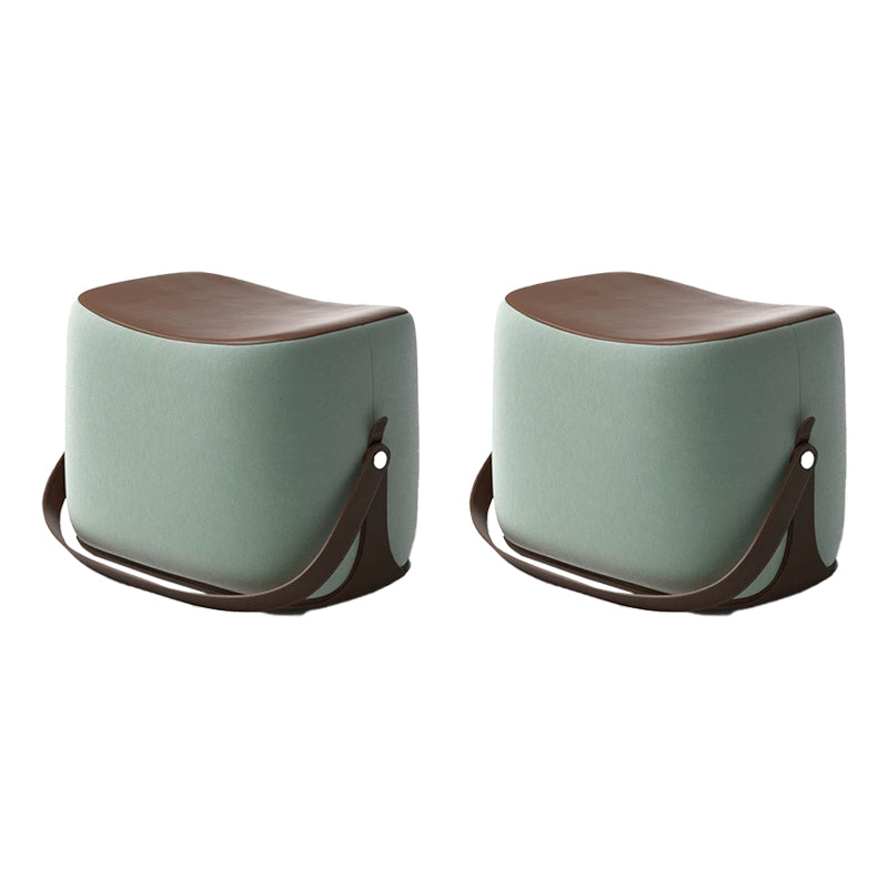 Modern PU Leather Sherpa Pouf Contrast Color Specialty Fade Resistant Ottoman Footrest