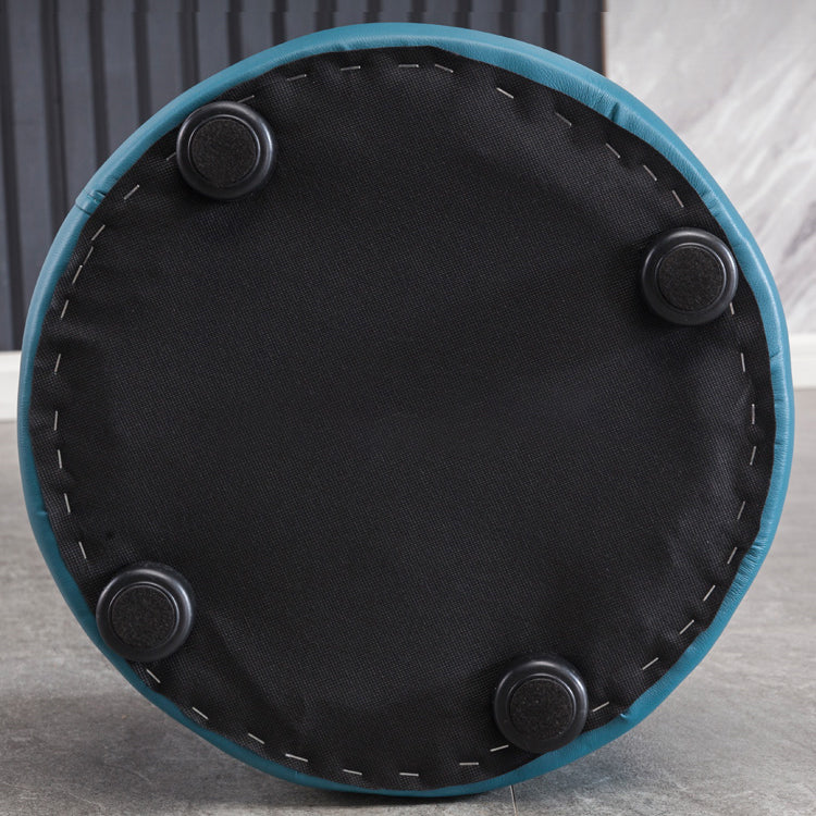 Simplicity Pure Color Ottoman Tufted Faux Leather Water Resistant Round Pouf Ottoman