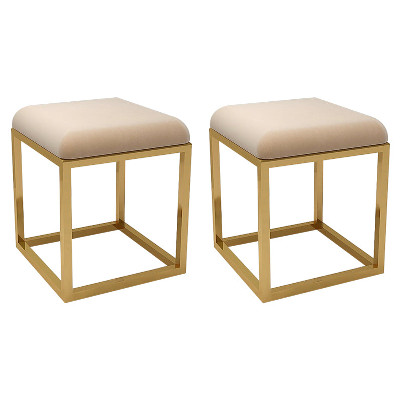 Contemporary Pouf Ottoman Fabric Solid Color Metal Frame Square Ottoman