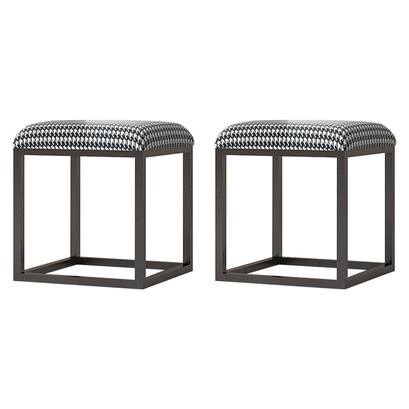 Contemporary Pouf Ottoman Fabric Solid Color Metal Frame Square Ottoman