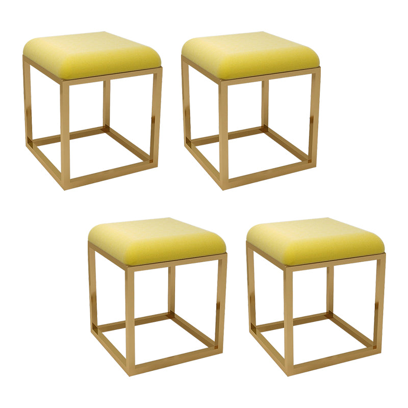 Contemporary Pouf Ottoman Fabric Solid Color Metal Frame Square Ottoman