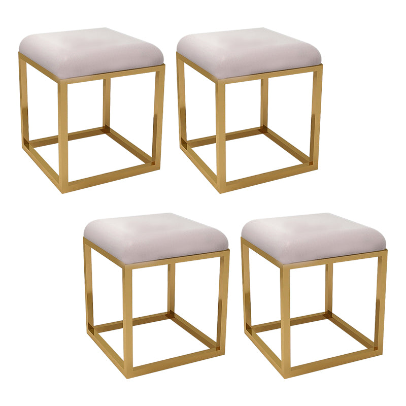 Contemporary Pouf Ottoman Fabric Solid Color Metal Frame Square Ottoman