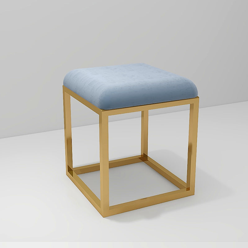 Contemporary Pouf Ottoman Fabric Solid Color Metal Frame Square Ottoman