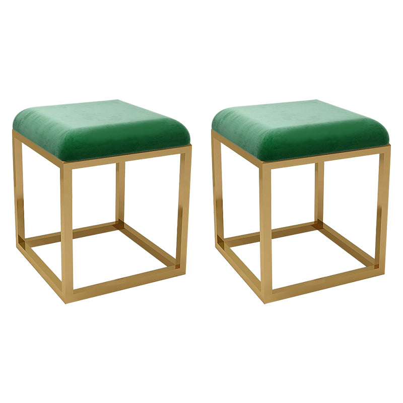 Contemporary Pouf Ottoman Fabric Solid Color Metal Frame Square Ottoman